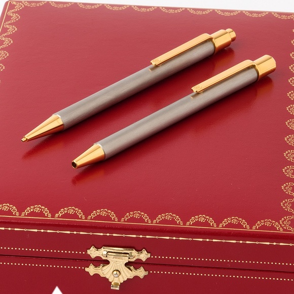 Vintage Must de Cartier Stainless Steel Pen, Pencil & Key Chain Set W Box - Picture 5 of 8